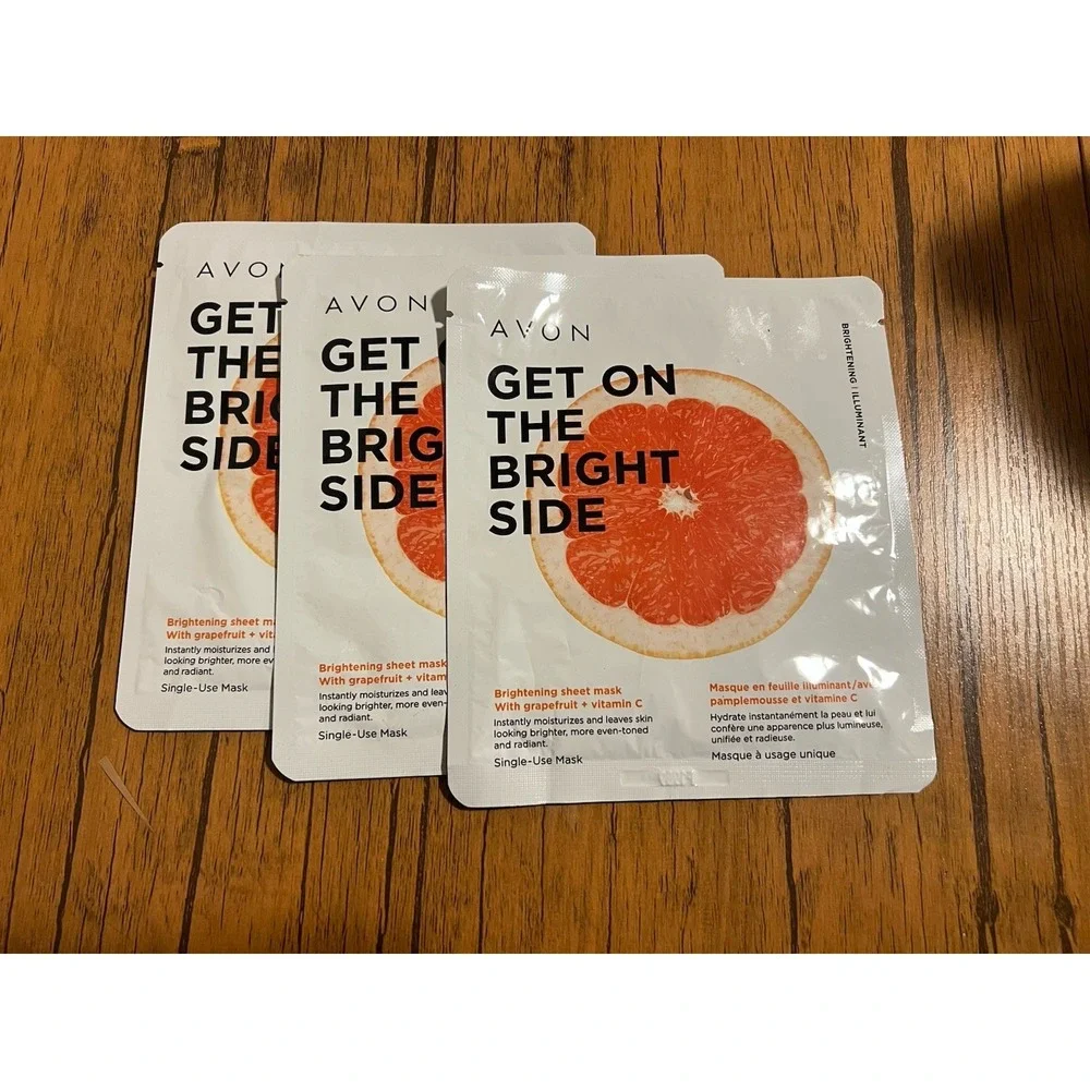 3pk Avon Anew Brightening Sheet Face Mask W/ Grapefruit And Vitamin C - NEW